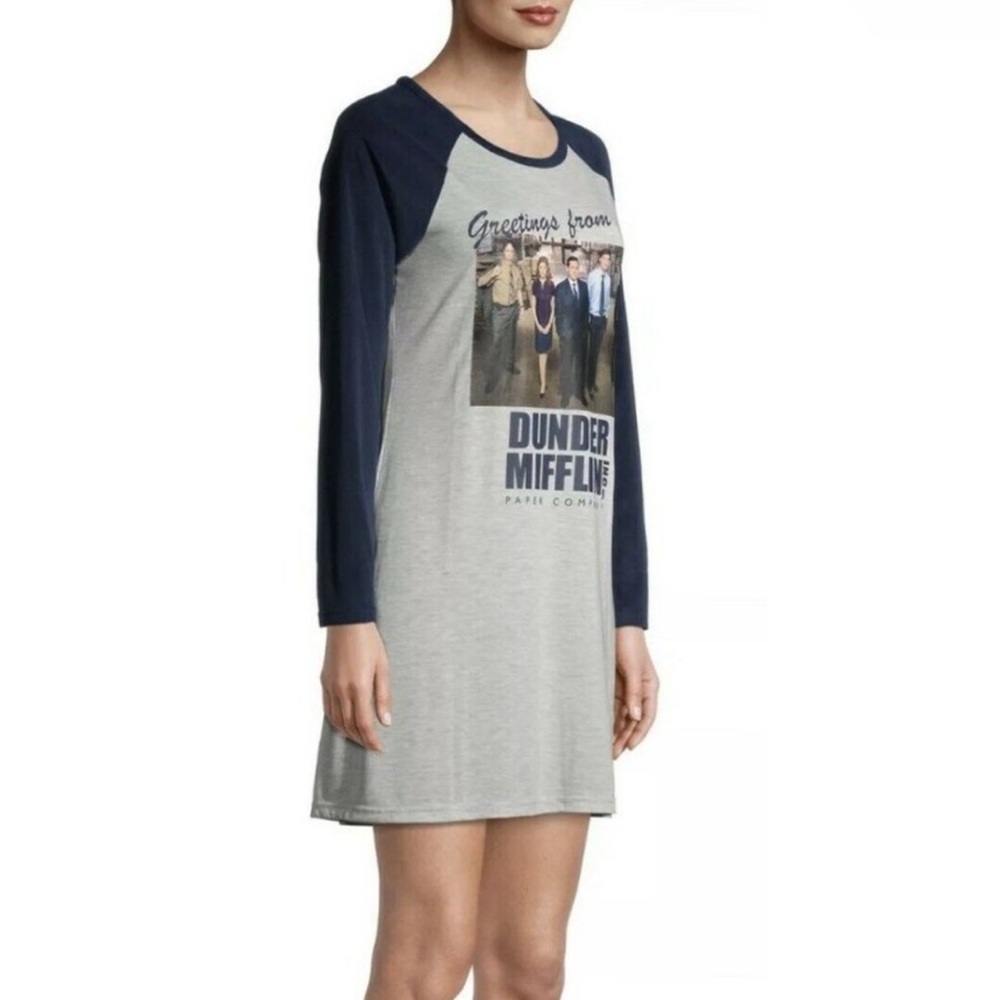 Dunder Mifflin Graphic Raglan Sleeve Night Shirt Size Medium‎ The Office